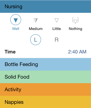 BabyLog24h Event Fenster
