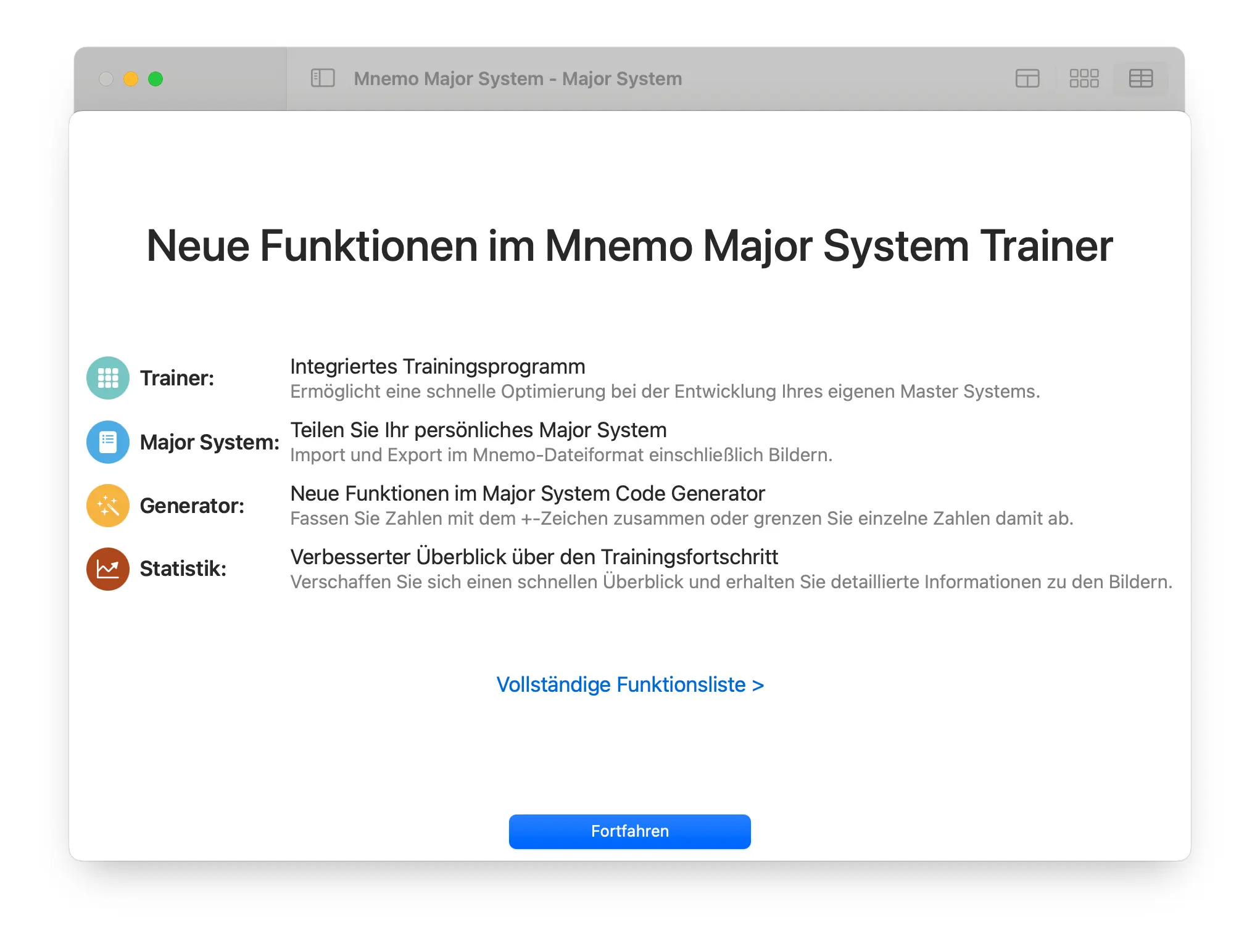 Mnemo for MAC Start Screen