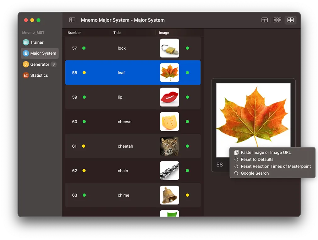 Mnemo Major System for MAC Major System